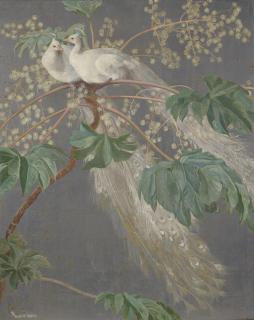 Albert Herter - White Peacocks In A Tree
