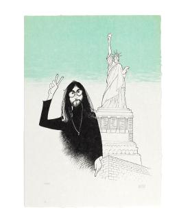 Albert Hirschfeld - John Lennon in New York, Peace and Liberty, from Beatles Suite