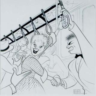 Albert Hirschfeld - Judy Holiday on a Subway