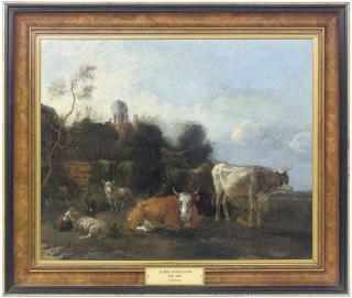 Albert Jansz Klomp - Cattle and sheep resting in a pastoral landscape