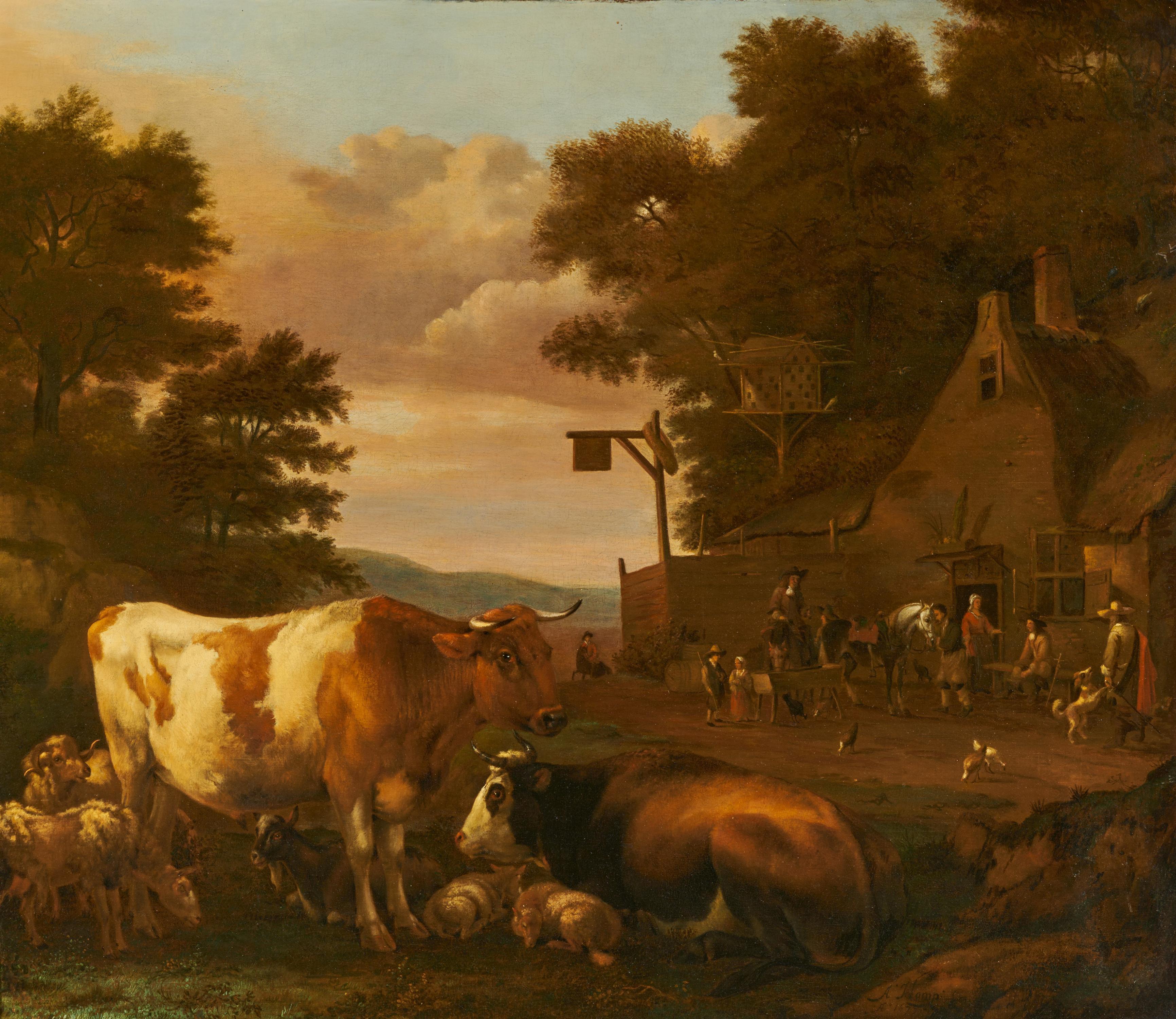Albert Jansz. Klomp - Dorfszene mit Kühen.