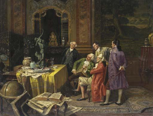 Albert Joseph Franke - Admiring Giambologna\'s Rape of the Sabine Woman