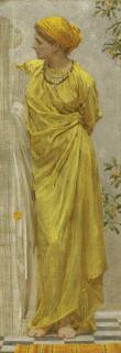 Albert Joseph Moore A.R.W.S. - British standing Figure In Yellow And Orange: Study For Topaz