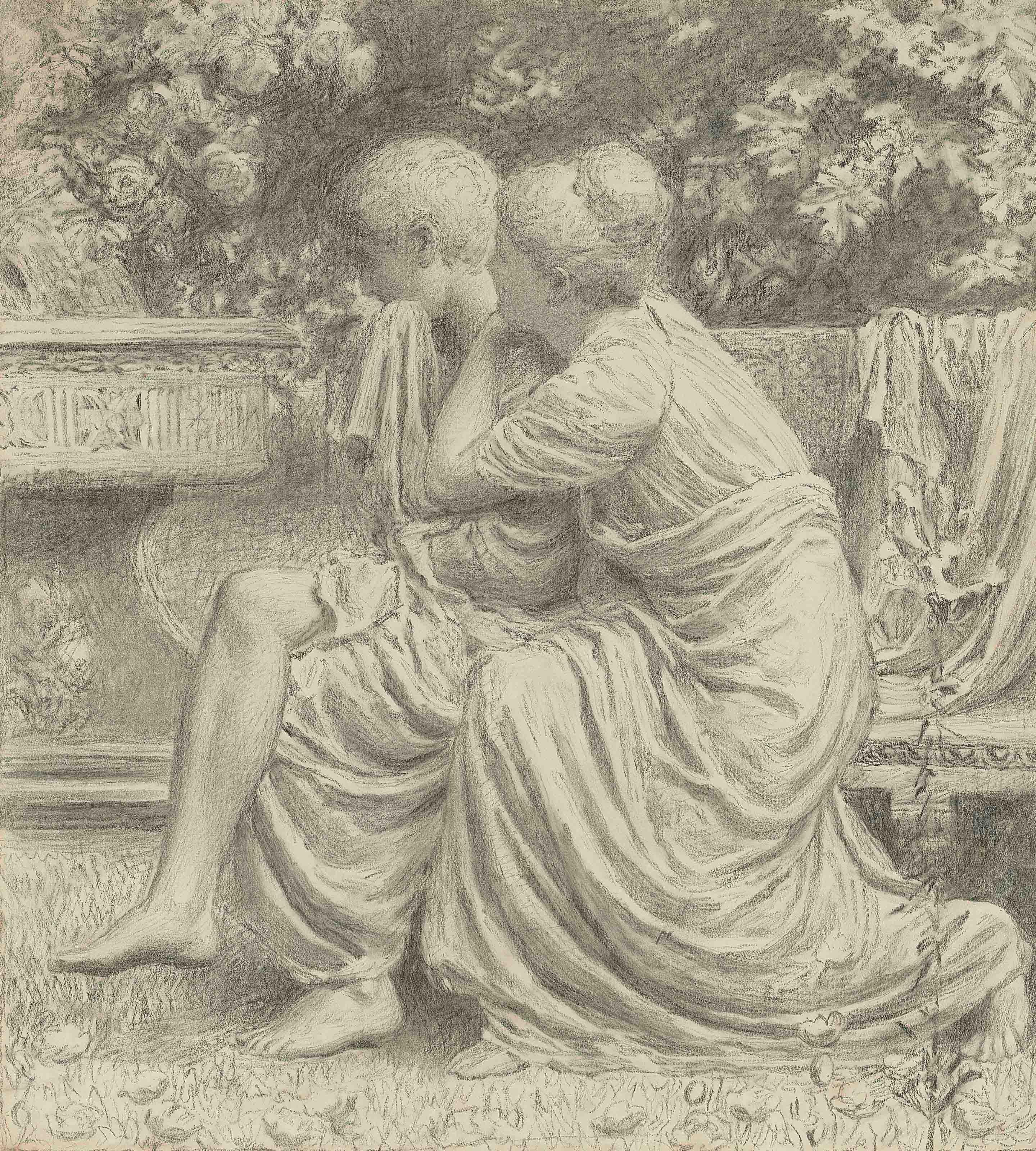 Albert Joseph Moore, A.R.W.S. - Cartoon For \'An Idyll\'