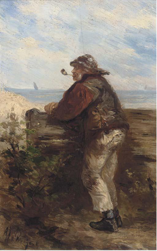 Albert Jurardus van Prooyen - A fisherman looking out to see