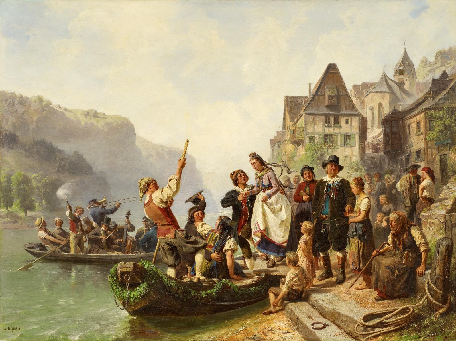 Albert Kindler - Hochzeitszug am Rhein