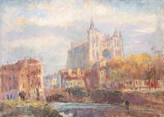 Albert Lebourg - La Cathédrale d\'Amiens: effet de soleil d\'automne