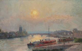 Albert Lebourg - La Seine à Rouen, soleil couchant
