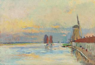 Albert Lebourg - Le Moulin À Vent Sur Le Canal À Rotterdam