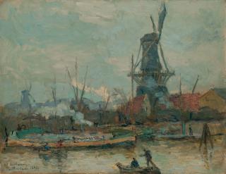 Albert Lebourg - Les Anciens Moulins Du Port De Rotterdam, Un Jour De Grand Vent