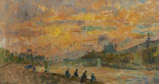 Albert Lebourg - Pont Des Saints-Pères À Paris, Soleil Couchant