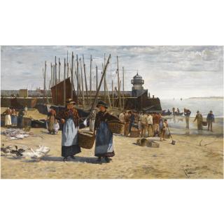 Albert Ludovici Jnr., R.B.A. - A Fish Sale On A Cornish Beach