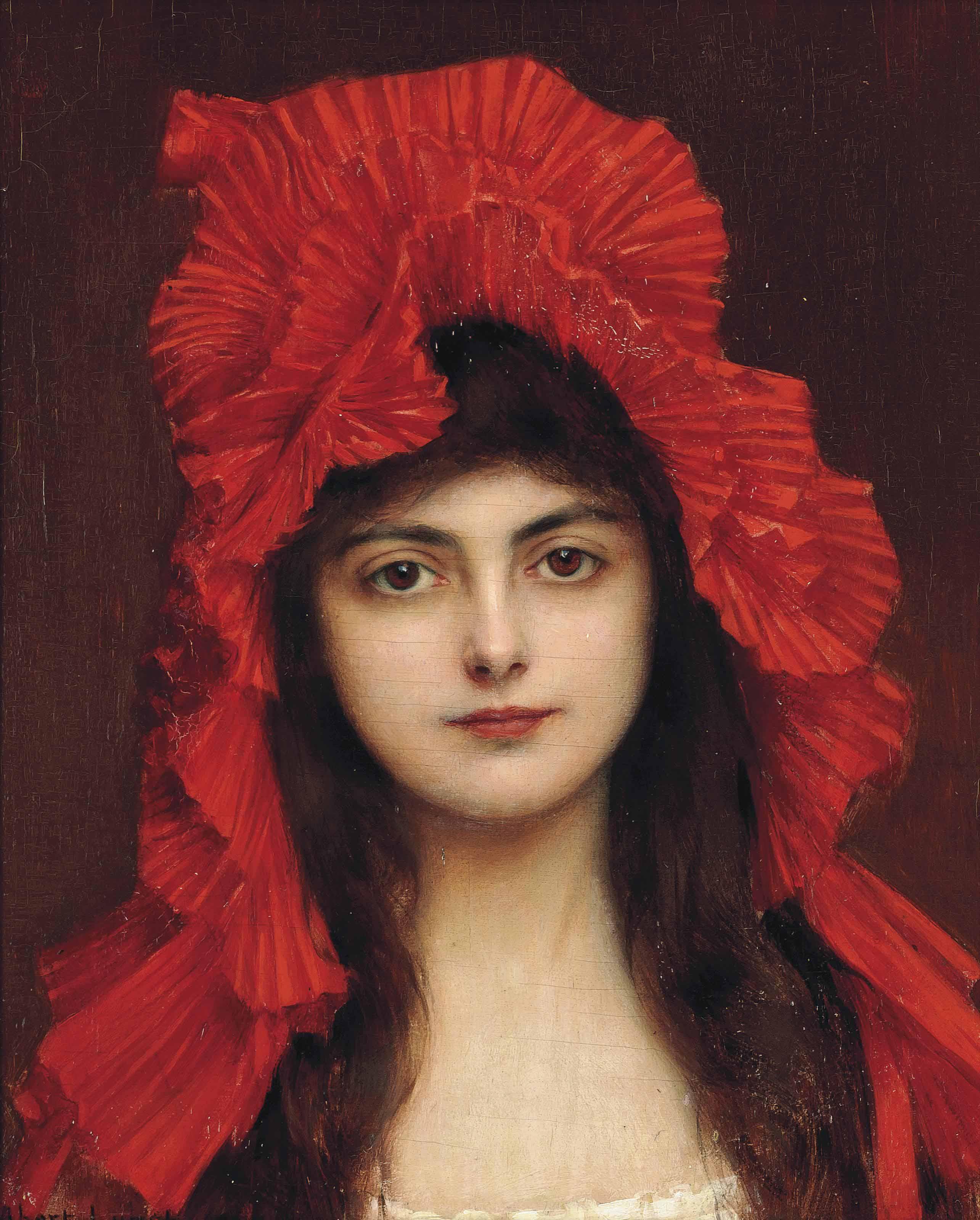 Albert Lynch - The red bonnet