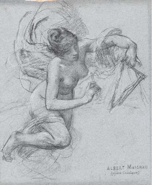 Albert Maignan - Une Femme Nue Jouant du Triangle