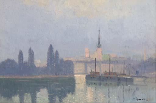 Albert Malet - Rouen: A Mist In The Port, Morning