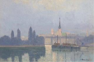 Albert Malet - Rouen: A Mist In The Port, Morning