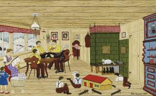 Albert Manser - Bauernstube mit Jassern, 1970