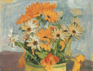 Albert Marquet - Marguerites sur fond bleu