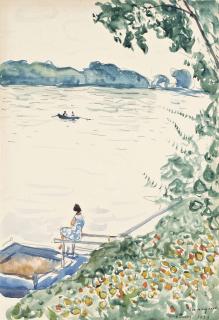 Albert Marquet - Poissy, Madame Marquet sur le ponton de la villa Marie-Charlotte