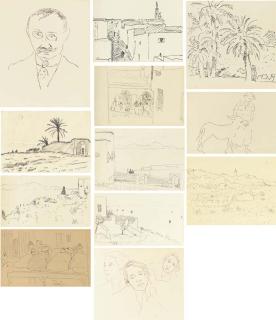 Albert Marquet - Vingt Sept Dessins, Dont Un Autoportrait Et Un Portrait de Sa Femme, Reliés Dans Marcelle Marty, Images D\'Une Petite Ville Arabe, Paris, 1947, Agrémenté de 26 Eaux-Fortes D\'Après 25 Des Dessins Contenus Dans L\'Album