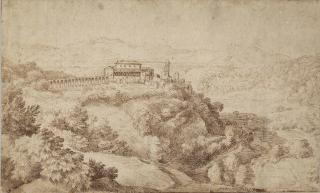 Albert Meijeringh - View of Genazzano with Castello Colonna and its aqueduct