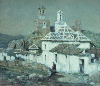 Albert Moulton Foweraker - On the outskirts of a Spanish village
