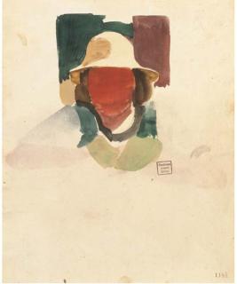 Albert Müller - Frau mit Hut (Anna Müller), um 1923