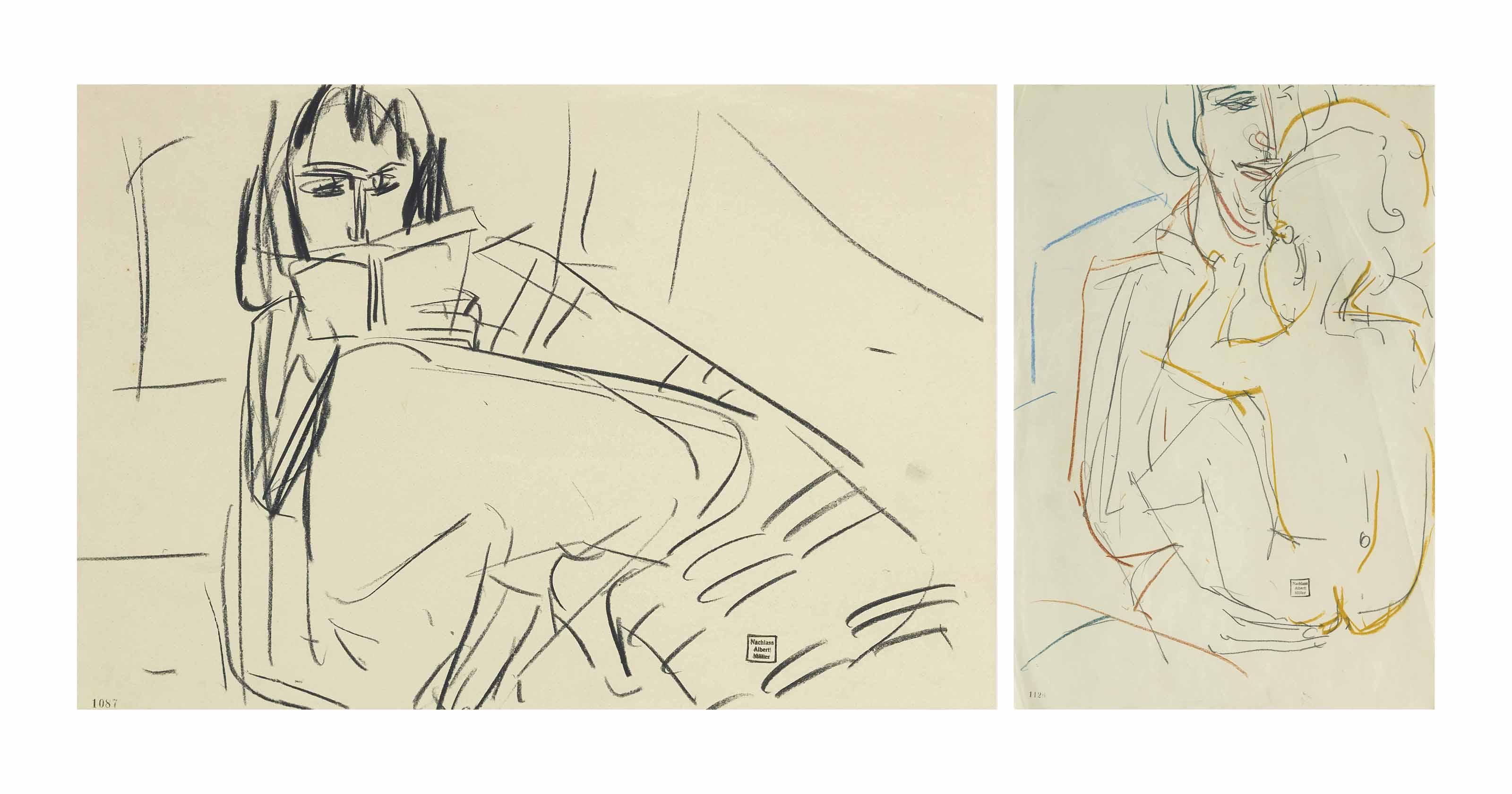 Albert Müller - Lesende / Mutter mit Kind, um 1925