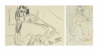 Albert Müller - Lesende / Mutter mit Kind, um 1925