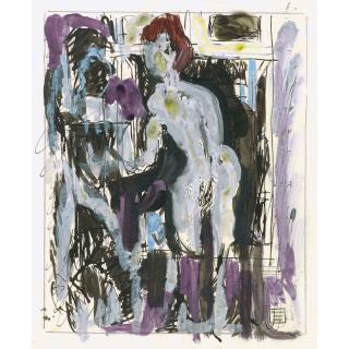 Albert Müller - Zwei Stehende Weibliche Akte Two Standing Female Nudes