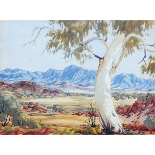 Albert Namatjira - Australian Ghost Gum, Macdonnell Ranges