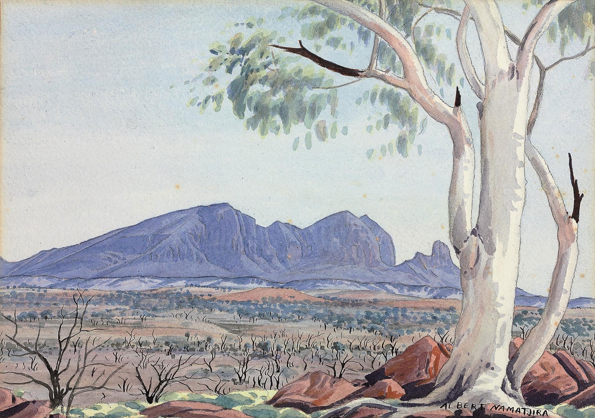 Albert Namatjira - Ghost gum, MacDonnell Ranges, 1953