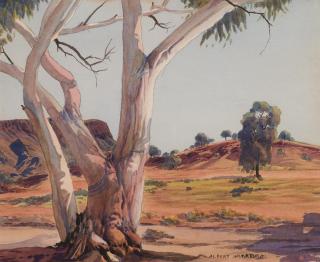 Albert Namatjira - Lone Gum At Mount Gillen, 1958