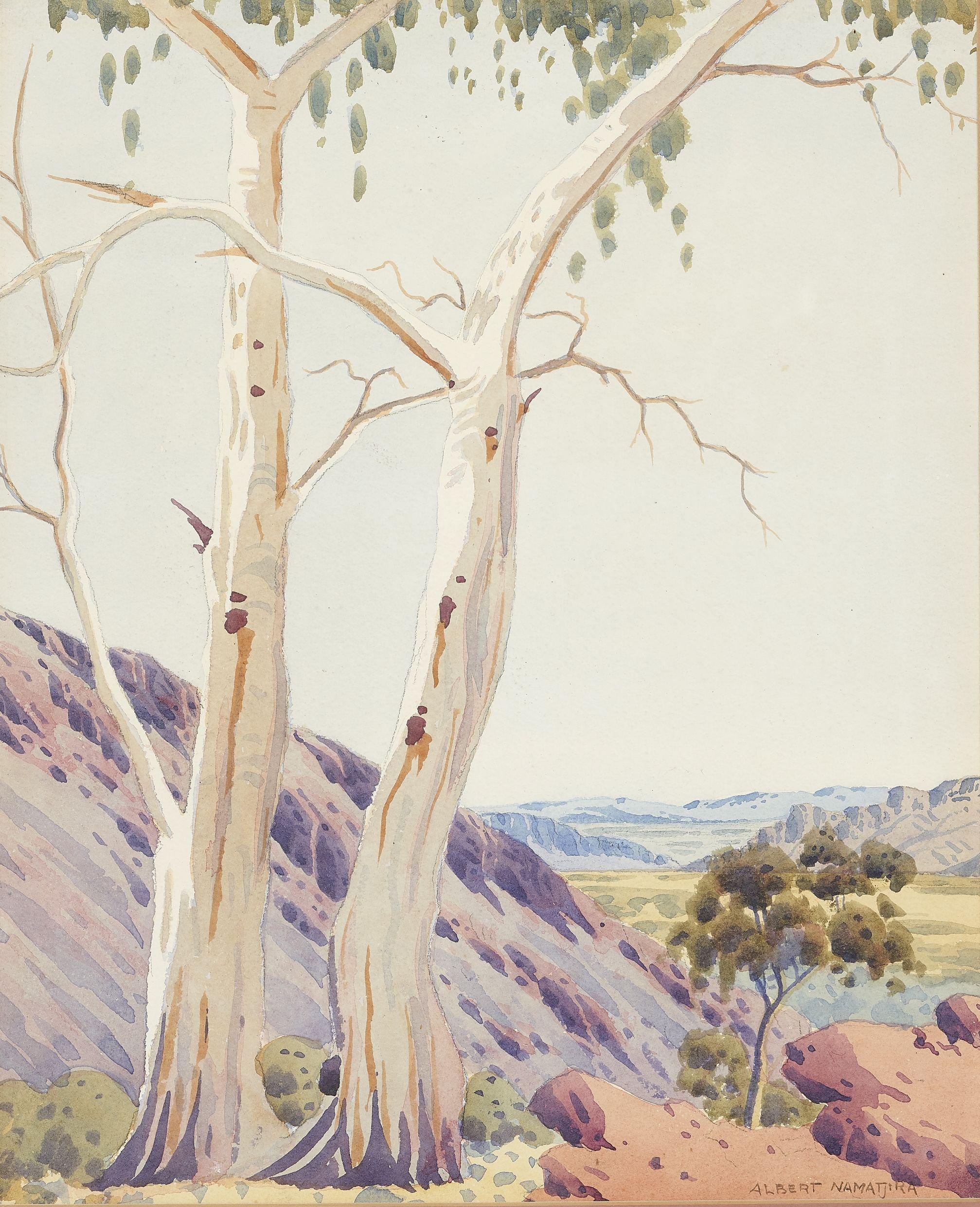 Albert Namatjira - Two White Gums, c.1950