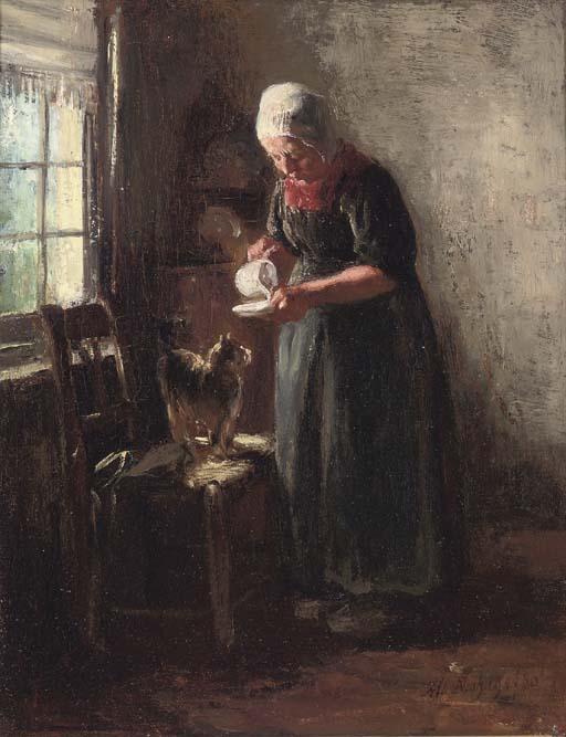 Albert Neuhuys - A Saucer of Milk