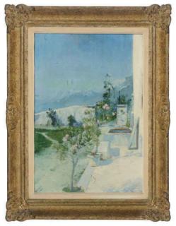 Albert Paul Louis Besnard - Orleanders in bloom on a balcony