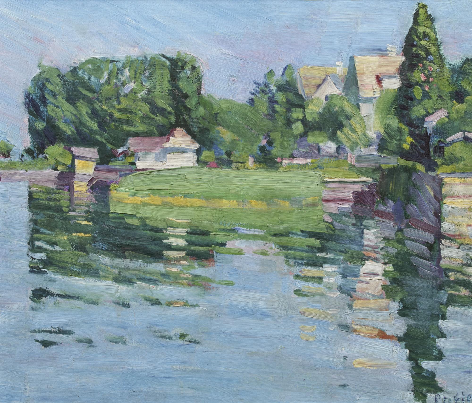 Albert Pfister - Uferpartie Am Zürichsee - Recto Studie Eines Hauses - Verso