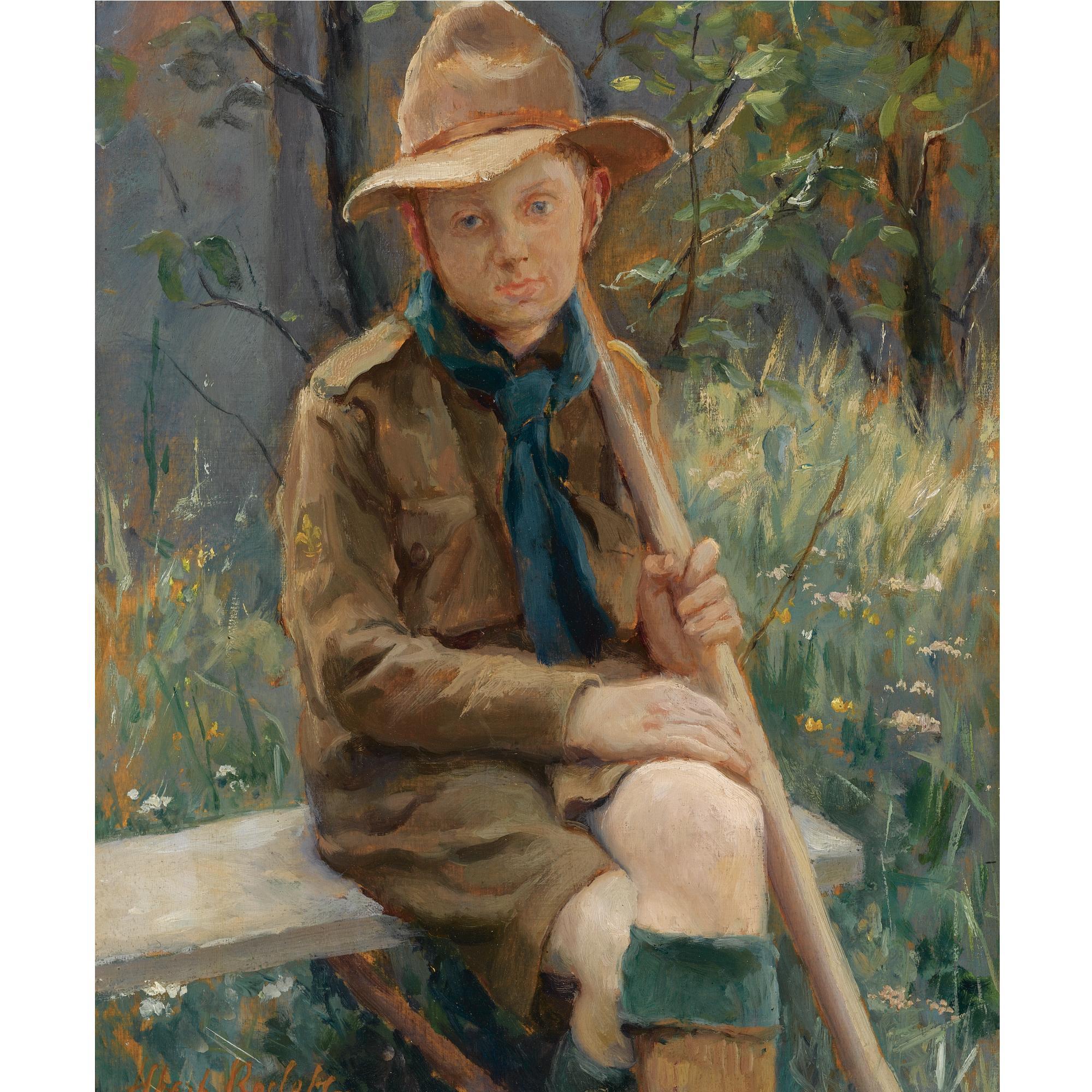 Albert Roelofs - Dutch A Portrait Of René Strauss In A Scouting Uniform