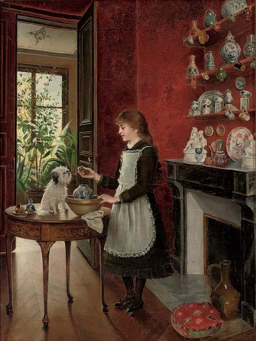 Albert Roosenboom - Young girl with her dog