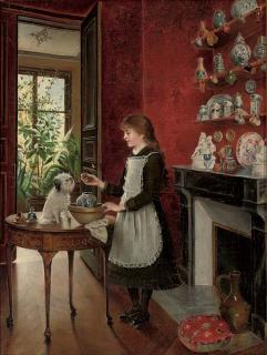 Albert Roosenboom - Young girl with her dog