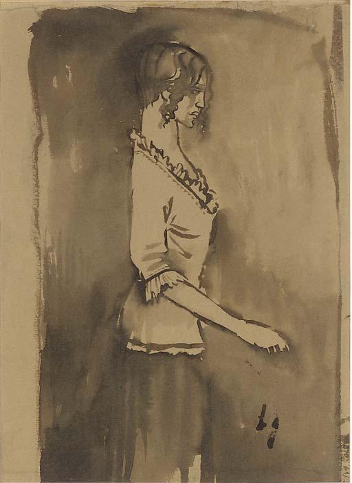 Albert Rutherston, R.W.S. - Standing Female (Verso); And Masquerade Ball, Lausanne (Recto)