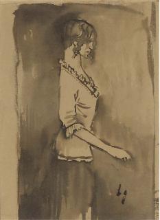 Albert Rutherston, R.W.S. - Standing Female (Verso); And Masquerade Ball, Lausanne (Recto)