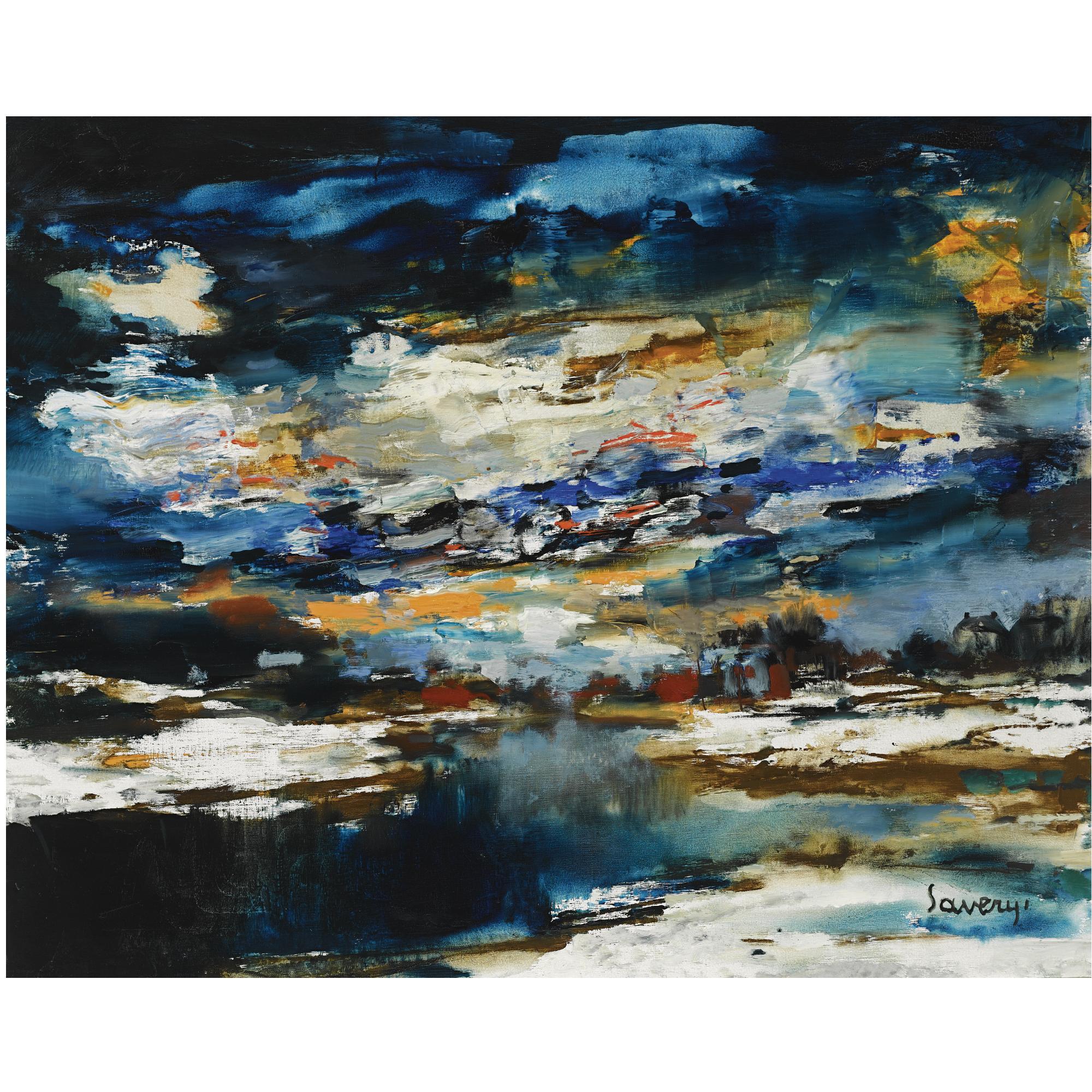 Albert Saverys - Belgian Kleurrijk Winterlandschap