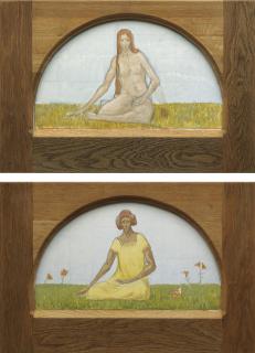 Albert Schmidt - Sitzende Frau In Gelbem Kleid & Weiblicher Akt, 1911 Sitting Woman In Yellow Dress & Female Nude, 1911