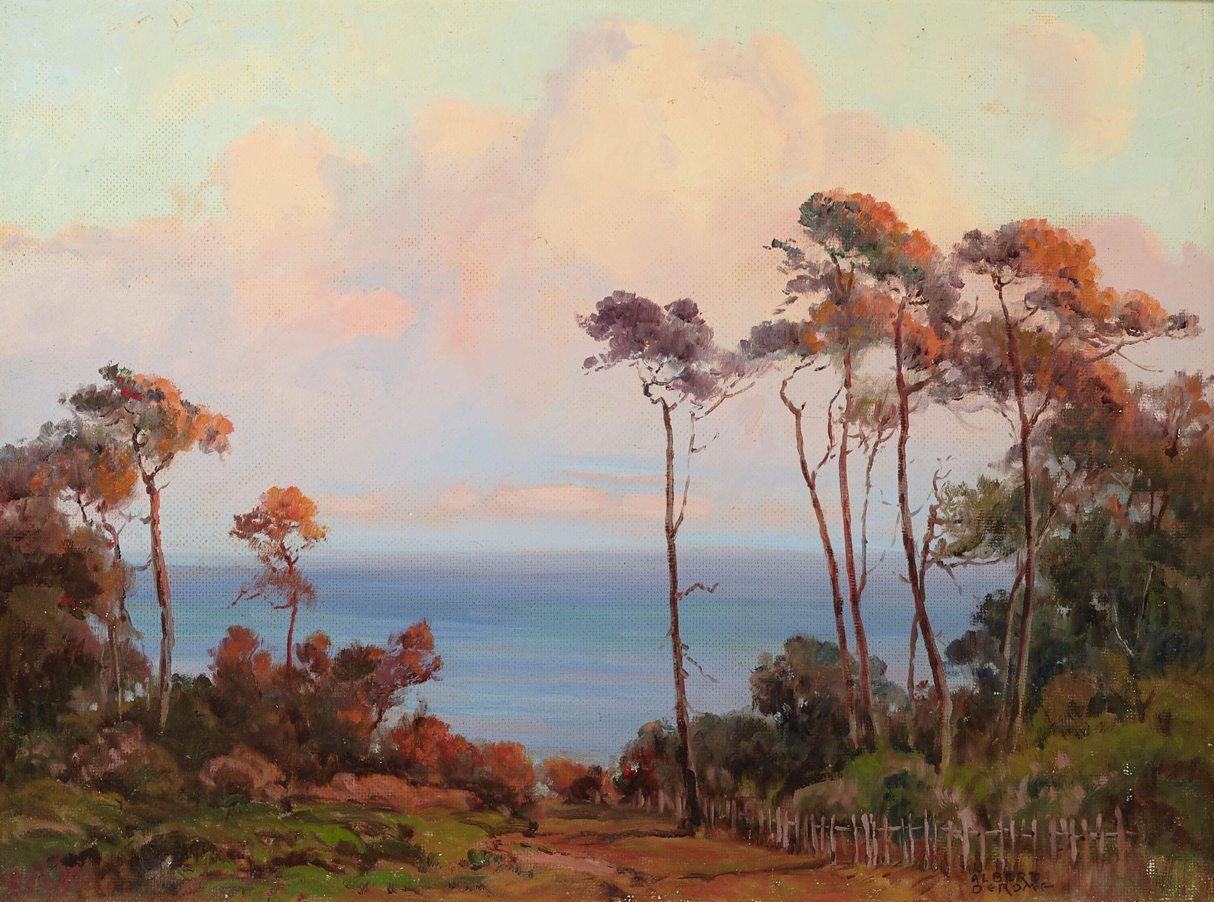 Albert Thomas DeRome - Evening Pines, Asilomar (Pines at Sunset) 18 x 24in