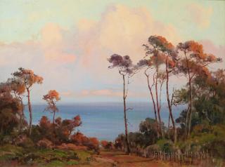 Albert Thomas DeRome - Evening Pines, Asilomar (Pines at Sunset) 18 x 24in