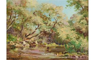 Albert Thomas DeRome - Los Gatos Creek Below Grammar School Bridge 6 x 8 in. framed 9 1/4 x 11 1/4 in.