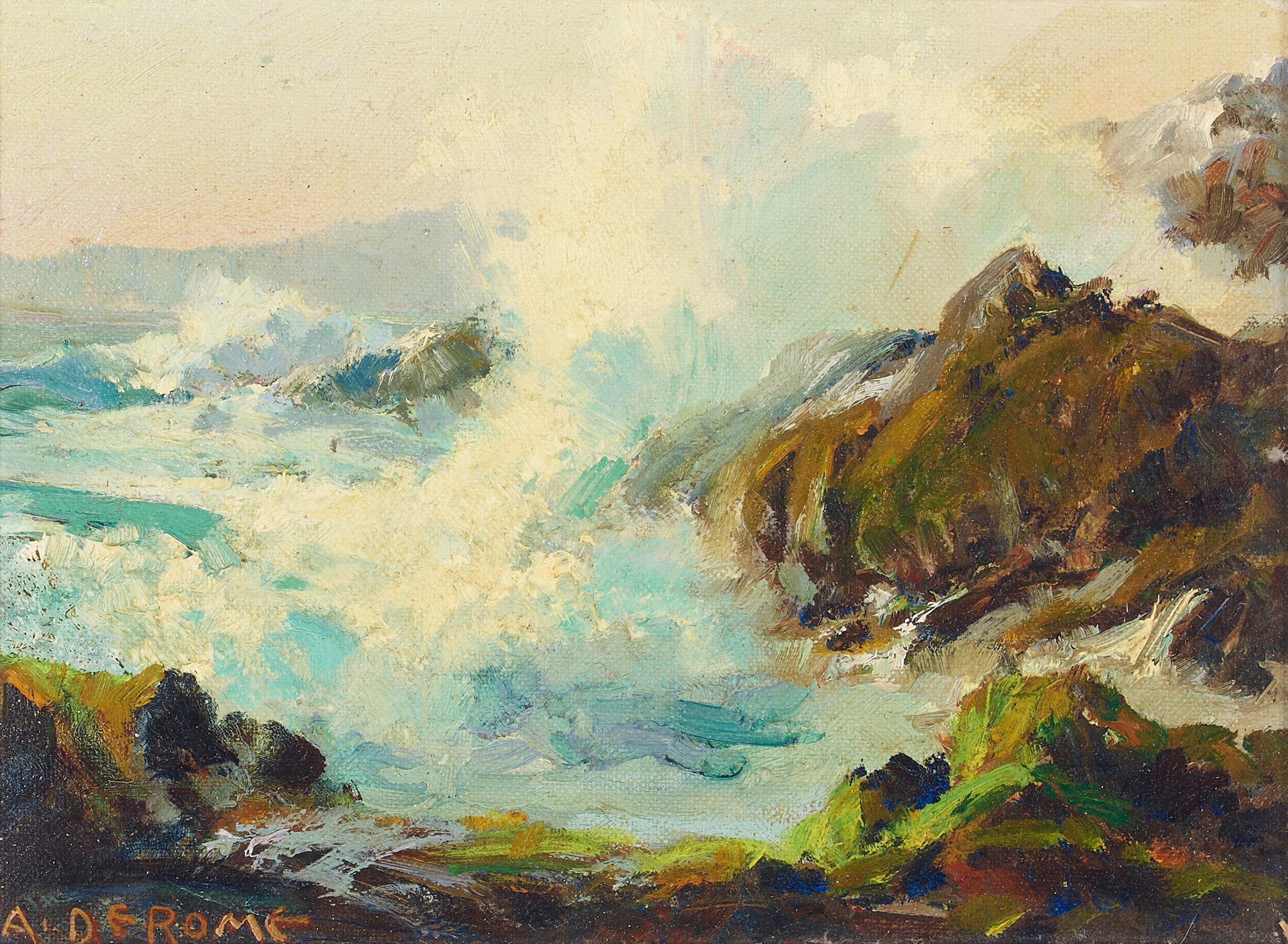 Albert Thomas DeRome - Monterey Bay from Tank Farm and Jeffers Pt. Carmel / After Storm (a group of two)