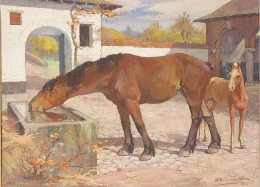 Albert Wenmaekers - Les Chevaux À L\'Écurie; Une Tête de Cheval Arabe