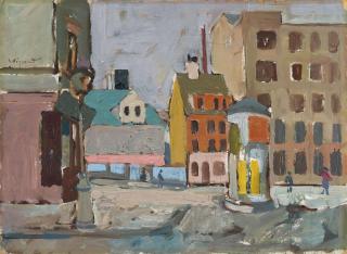 Albert Wigand - Ohne Titel (Straße mit Litfaßsäule)